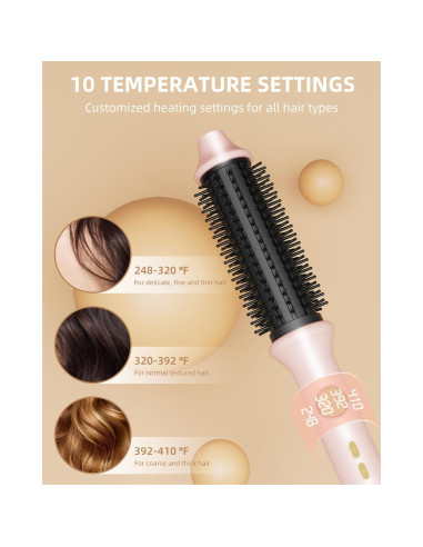 Cepillo Térmico Avvnee 1.26" Rosa - 10 Temperaturas, Antifrizz