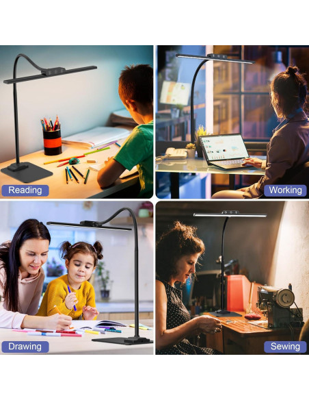 Lámpara de Escritorio LED KableRika 43.2cm Regulable Negra