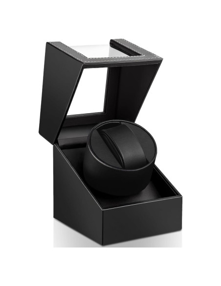 Reloj Winder Individual UnaMela en Cuero PU Negro USB Reloj Winder Individual UnaMela en Cuero PU Negro USB