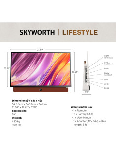 Televisor Inteligente Portátil Skyworth 24P100 1080P FHD 2