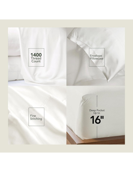 Juego de Sábanas Twin EPITEX 3 Piezas Viscosa Bambú 1400 Hilos