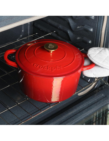 Olla Holandesa Crock-Pot Artesano 6 Cuartos Hierro Fundido Rojo