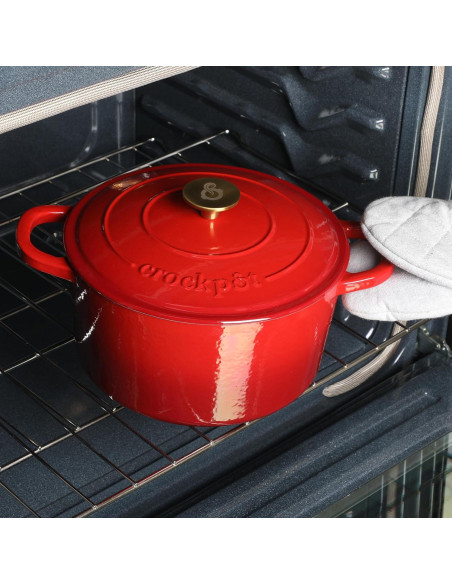 Olla Holandesa Crock-Pot Artesano 6 Cuartos Hierro Fundido Rojo