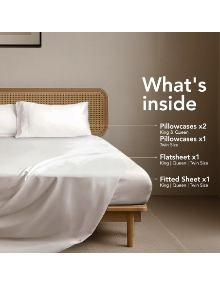 Juego de Sábanas Twin EPITEX 3 Piezas Viscosa Bambú 1400 Hilos
