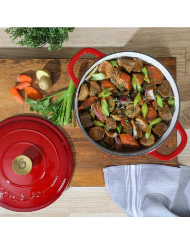 Olla Holandesa Crock-Pot Artesano 6 Cuartos Hierro Fundido Rojo