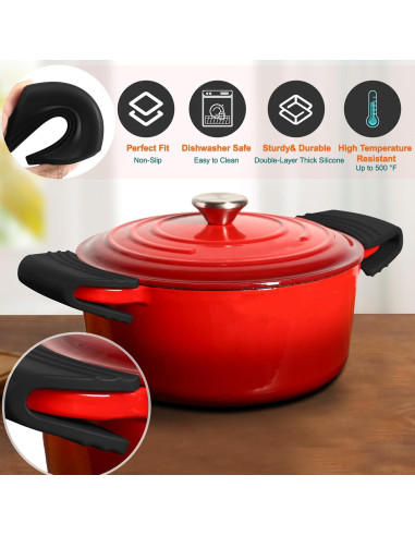 Agarraderas de Silicona Sxmprail para Ollas Le Creuset - Negro