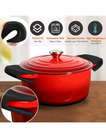 Agarraderas de Silicona Sxmprail para Ollas Le Creuset - Negro