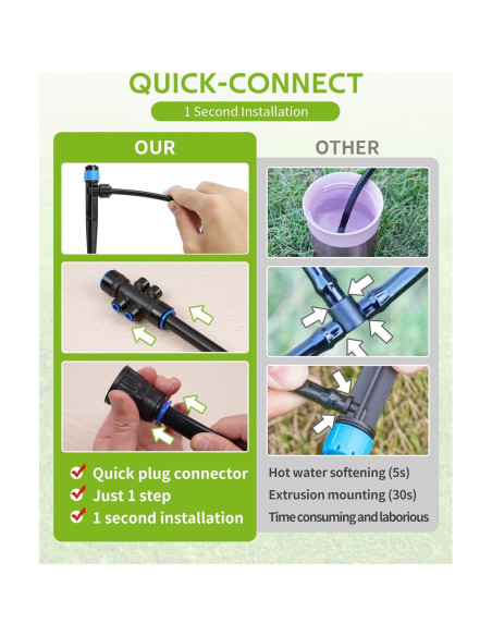 Kit de Riego por Goteo Automático Alxcellion 10.97m Jardín