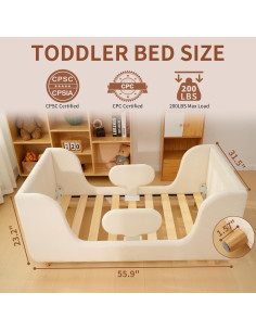 Cama para Niños DoCred - Estructura Baja con Barandillas - 142x80 cm 2