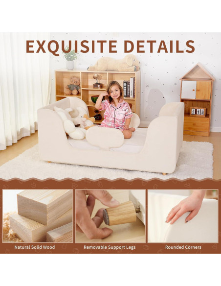 Cama para Niños DoCred - Estructura Baja con Barandillas - 142x80 cm