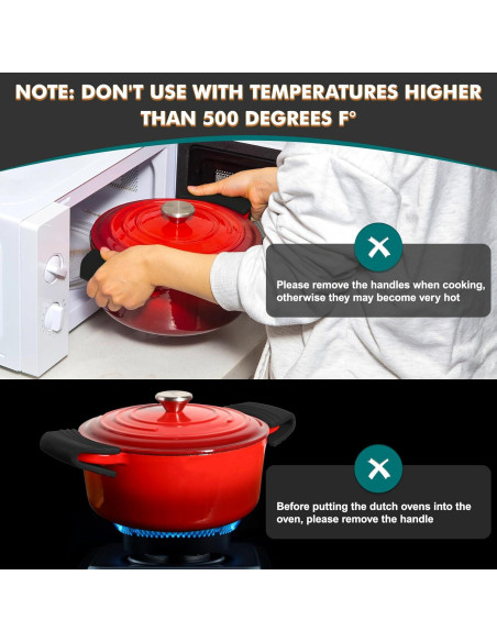 Agarraderas de Silicona Sxmprail para Ollas Le Creuset - Negro