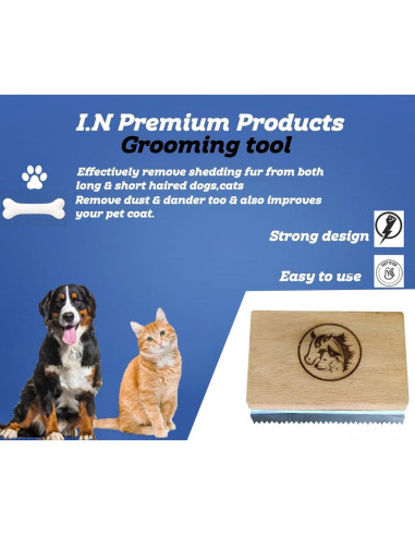 Cepillo Deshedding I.N PREMIUM para Gatos y Perros - 6.35 cm