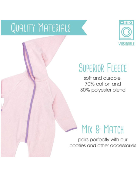 Overol de Forro Polar Zutano Cozie para Bebé 3 Meses Rosa