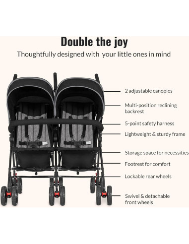 Carrito de Paraguas Doble Volgo Twin Dream On Me Negro