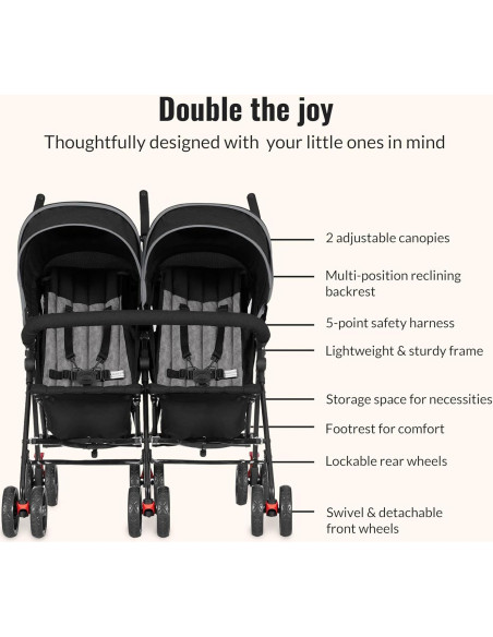 Carrito de Paraguas Doble Volgo Twin Dream On Me Negro