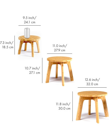 Taburete de Bambú GOBAM 18.5 cm Resistente 136 kg Natural