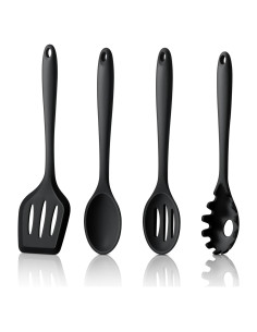 Juego de Utensilios de Cocina LIANYU 4 Piezas Silicona Negro