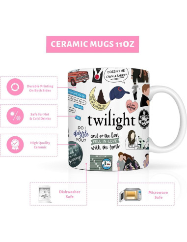 Taza de Cerámica LONGXIN 11 oz Vampiro Twilight Forks