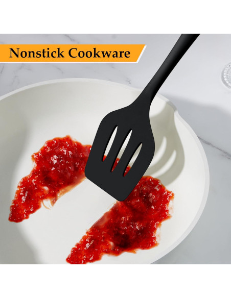 Juego de Utensilios de Cocina LIANYU 4 Piezas Silicona Negro