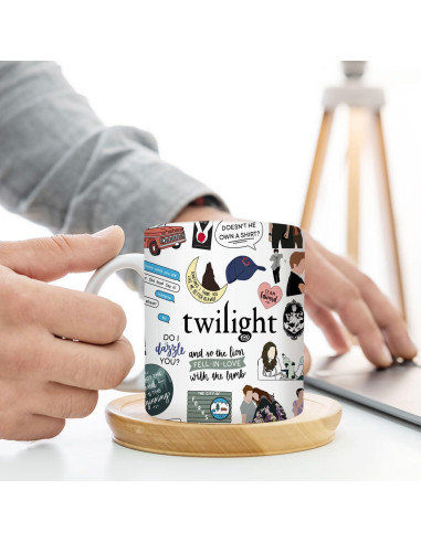 Taza de Cerámica LONGXIN 11 oz Vampiro Twilight Forks