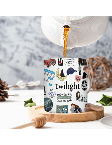 Taza de Cerámica LONGXIN 11 oz Vampiro Twilight Forks