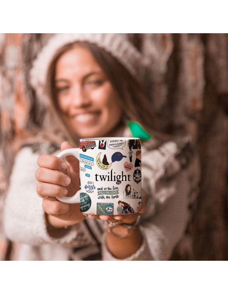 Taza de Cerámica LONGXIN 11 oz Vampiro Twilight Forks