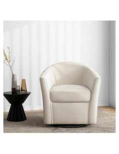 Silla de Acento Giratoria DREAMSIDEA Beige 1 Plaza Moderna