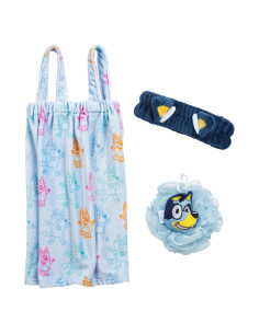 Set de Spa Jay Franco Bluey 3 Piezas - Toalla, Esponja y Diadema