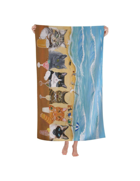 Toalla de Playa Microfibra COMFAR Gato 76x152 cm Secado Rápido