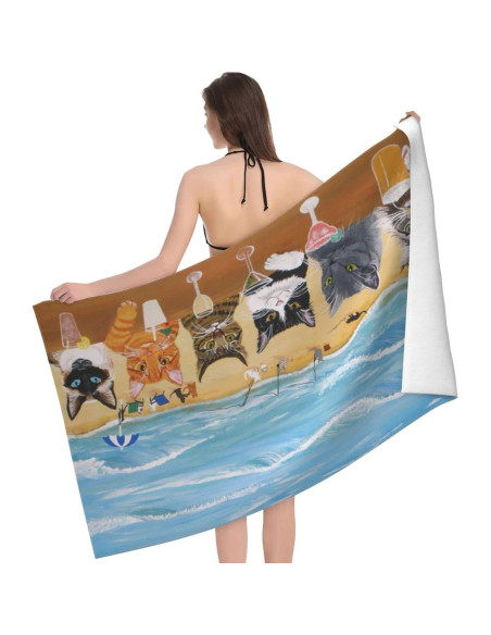 Toalla de Playa Microfibra COMFAR Gato 76x152 cm Secado Rápido