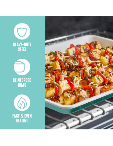 Set de 2 Bandejas para Hornear GreenLife 33x23 cm Cerámica Antiadherente