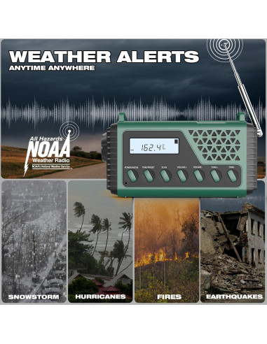 Radio Meteorológica de Emergencia DexScout 10000mAh Verde