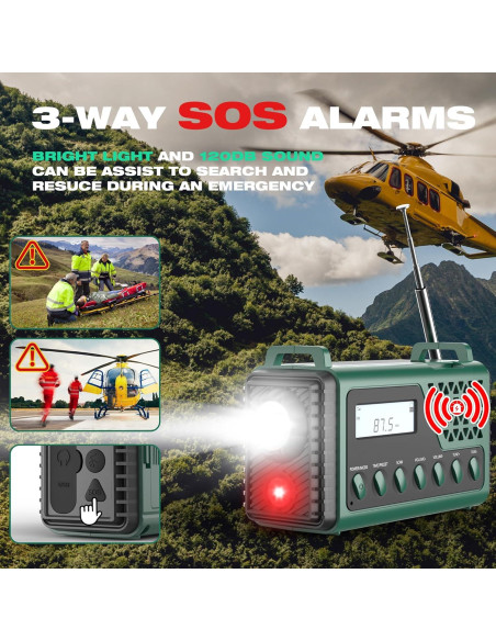 Radio Meteorológica de Emergencia DexScout 10000mAh Verde
