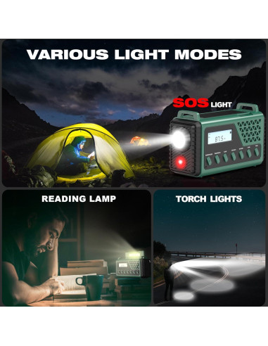 Radio Meteorológica de Emergencia DexScout 10000mAh Verde