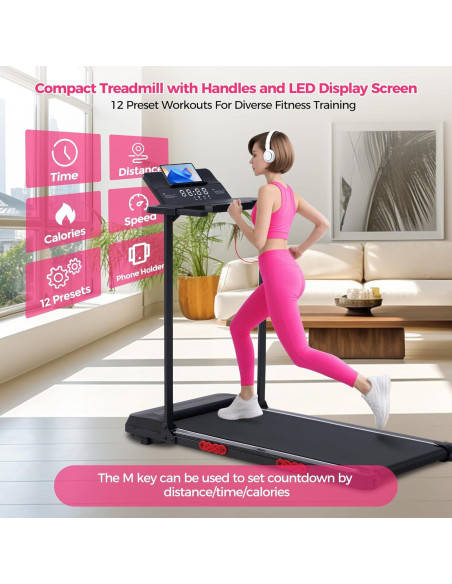 Caminadora Plegable HevGlrm 3.5HP para Hogar Compacta 181.44kg