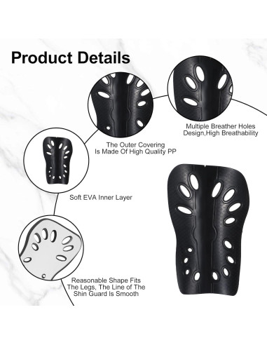 Espinilleras de Fútbol COMNICO 2 Pares Ligeras Transpirables