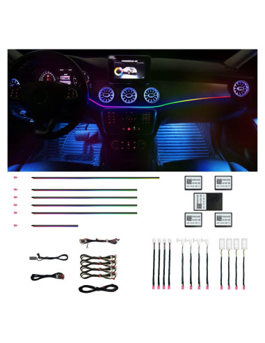 Luces LED Ambientales para Auto HMYC YMS-HC01, 18 Piezas RGB