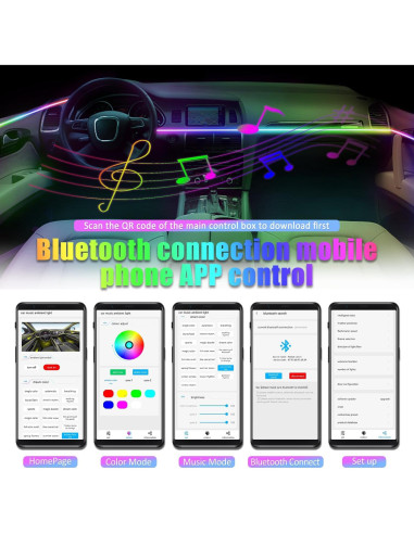 Luces LED Ambientales para Auto HMYC YMS-HC01, 18 Piezas RGB