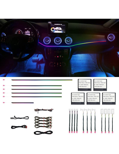 Luces LED Ambientales para Auto HMYC YMS-HC01, 18 Piezas RGB