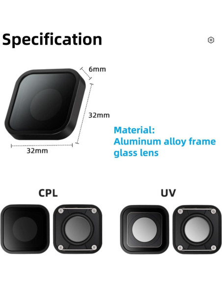 Lente UV de Reemplazo para Gopro Hero 9/10/11/12/13 Black
