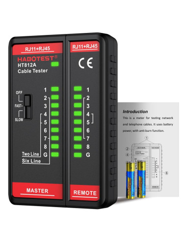 Probador de Cable de Red HABOTEST HT812A RJ45 RJ11 60V