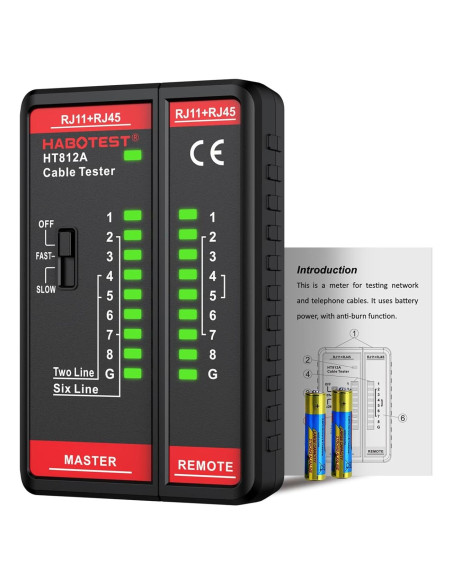 Probador de Cable de Red HABOTEST HT812A RJ45 RJ11 60V