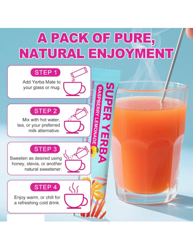 Té Instantáneo de Yerba Mate Super - 300g, Sabor Limonada Frambuesa