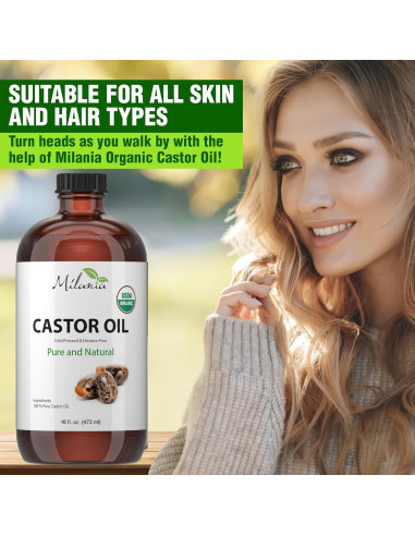 Aceite de Ricino Orgánico Milania 473 ml - Prensado en Frío