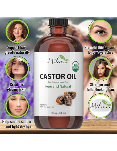 Aceite de Ricino Orgánico Milania 473 ml - Prensado en Frío