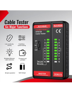 Probador de Cable de Red HABOTEST HT812A RJ45 RJ11 60V 2
