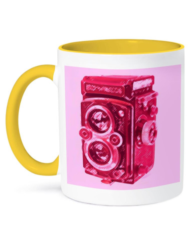 Taza cerámica 3dRose 15 oz cámara vintage marrón rosa