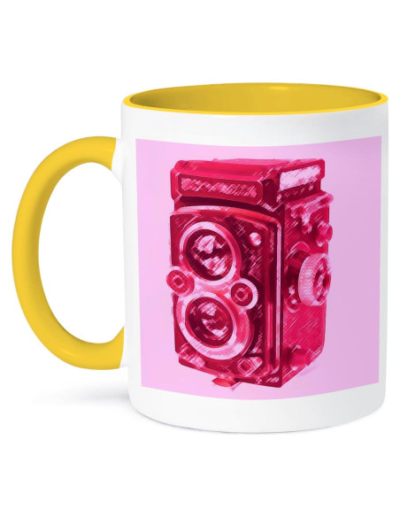 Taza cerámica 3dRose 15 oz cámara vintage marrón rosa