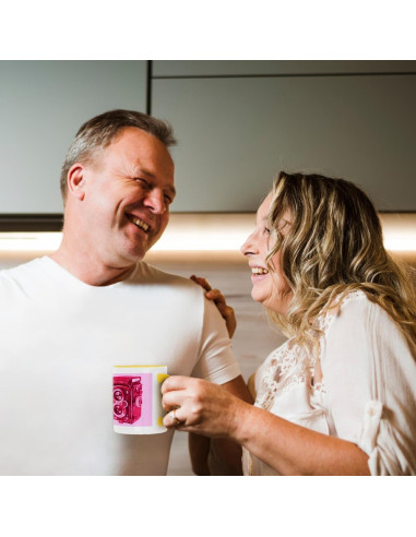 Taza cerámica 3dRose 15 oz cámara vintage marrón rosa