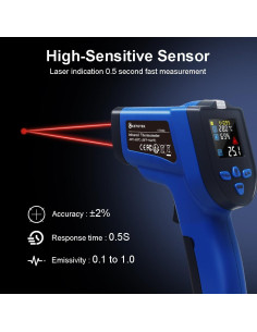Termómetro Infrarrojo KETOTEK KT550DUS -50 a 550C con Sonda K 2
